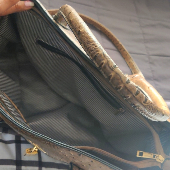 Ostrich Croc Padlock SatchelVegan LeatherFaux Ostrich Leather Zip top - Picture 4 of 8